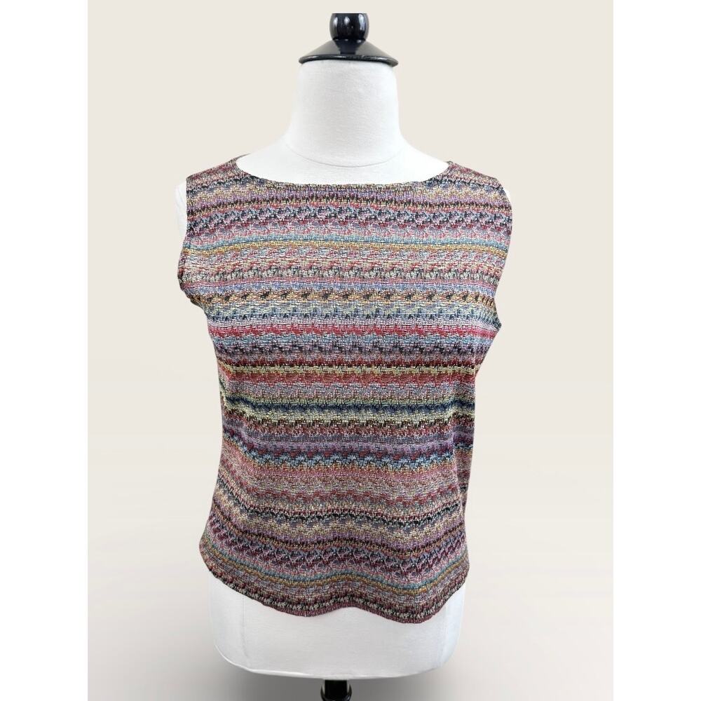 Chico’s Design Abstract Striped Pattern Tank, Size 3